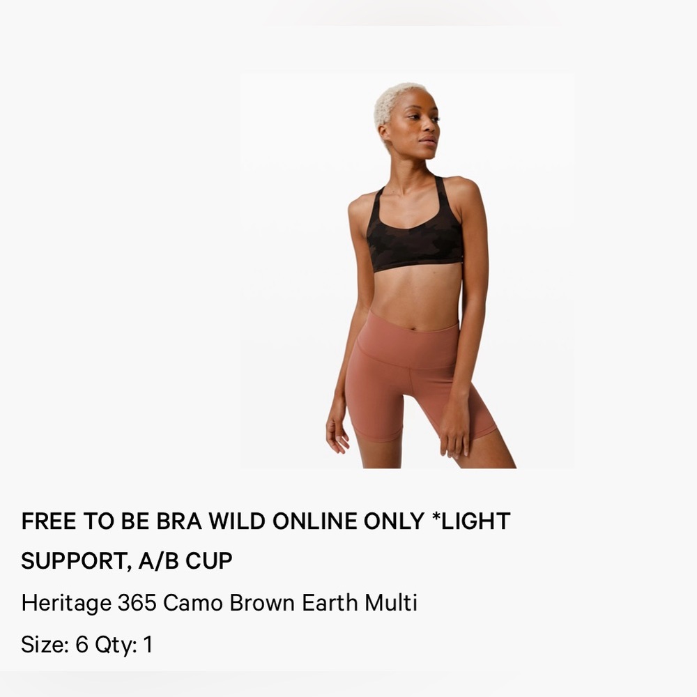 SOLD***** Lululemon FREE TO BE BRA WILD Size 6